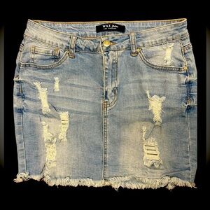 WAX Jean Distressed Denim Mini Skirt - Blue, EUC, Size L